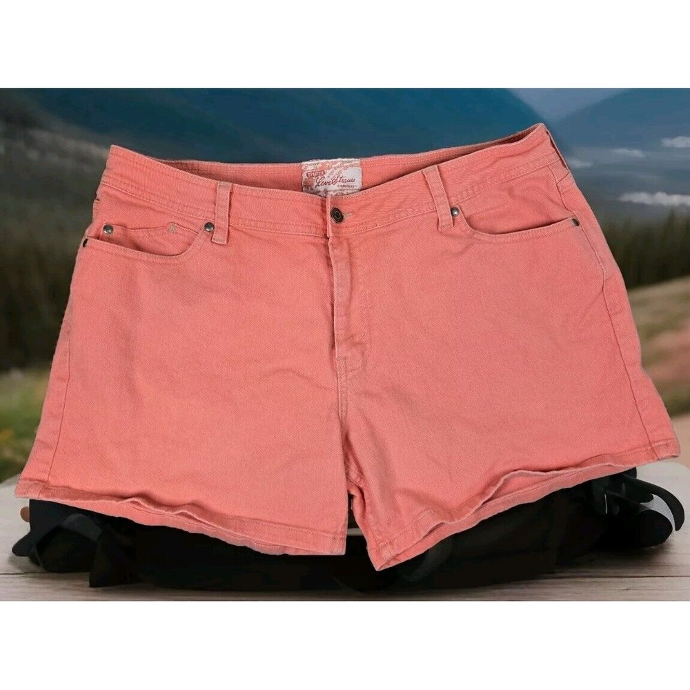 Levi Strauss Shorts Women's Size 16 Orange‎ Coral Stretch Ideal Zipper